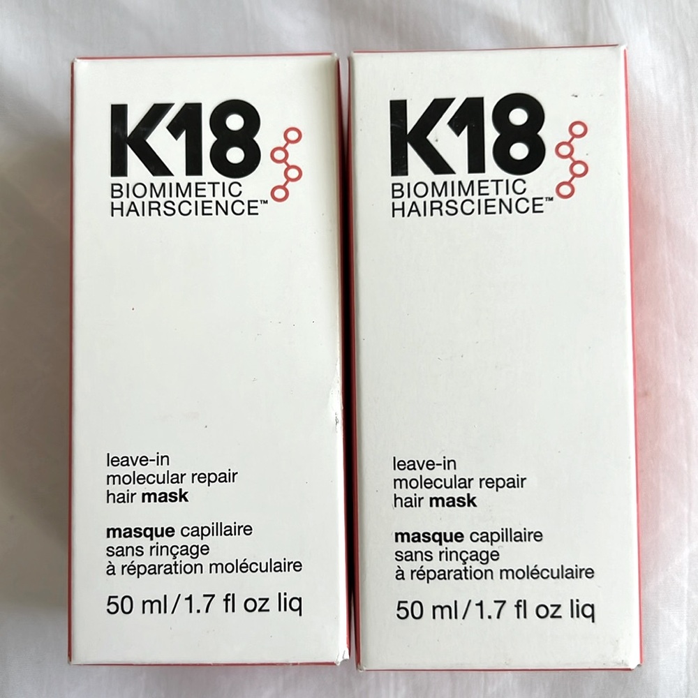 2x K18 Leave-In Molecular Repair Hair Mask for Dry or Damaged Hair 50 ml 1.7 oz